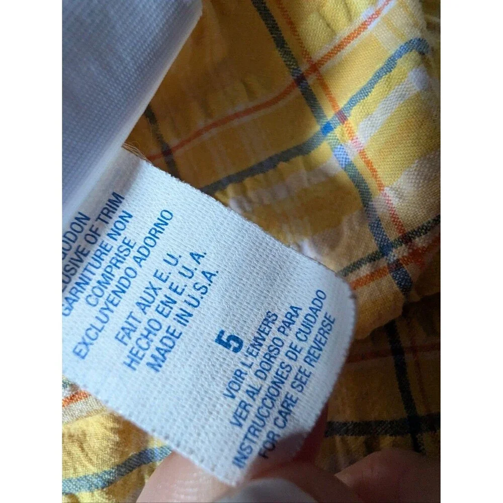 Vtg Buster Brown Blue Yellow Plaid Seersucker Skirt 5 Y2K Cottage Farmhouse Prai